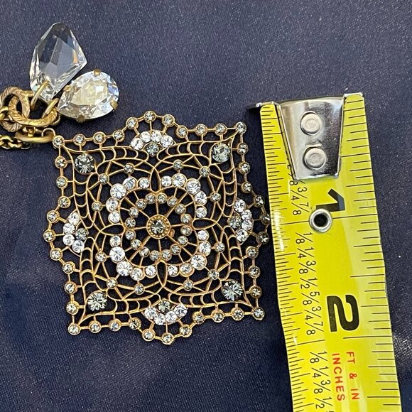 Bold double chain statement necklace w/ crystal and matched earrings -- Niquea.d - Picture 10 of 16